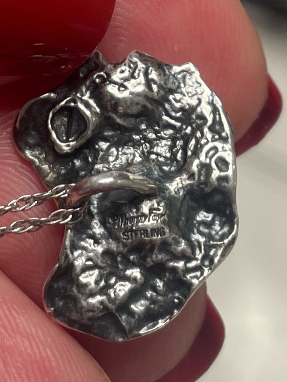 Vintage Mignon Faget Oyster sterling silver Necklace with Black pearl - Picture 4 of 4